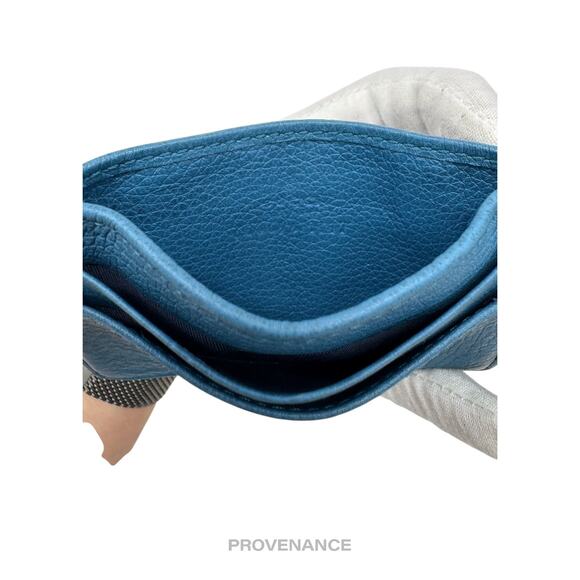 🔴 Gucci Large Logo Card Holder Wallet - Powder Blue Leather - Picture 6 of 6